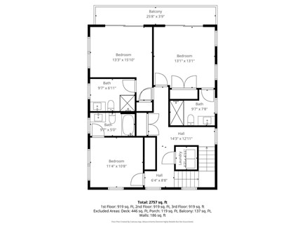 East Sandwich Cape Cod vacation rental - Floor Plan: Second Floor