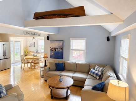 East Falmouth Cape Cod vacation rental - Open living room that connects to kitchen and dining (1st floor)