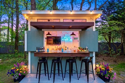 Centerville Cape Cod vacation rental - Your own destination bar with a 50" TV, seating inside & outside