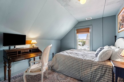 Onset MA vacation rental - Bedroom 1 - Queen sized bed, desk, external monitor, closet