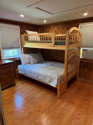 West Dennis Cape Cod vacation rental - Front bedroom, full on the bottom and twin on top
