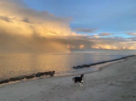 West Dennis Cape Cod vacation rental - Sunset at high tide South Village Beach
