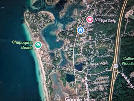 West Falmouth Cape Cod vacation rental - West Falmouth, Chappy Beach and harbor in relation to the rental.