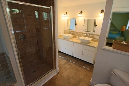Truro Cape Cod vacation rental - Bath attached to Bed #1, with access in the Hall to other Room.