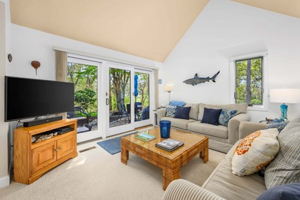 New Seabury, Mashpee Cape Cod vacation rental - Living offers a comfortable and inviting space to relax with a sliding door that opens directly to the patio for easy indoor-outdoor living.