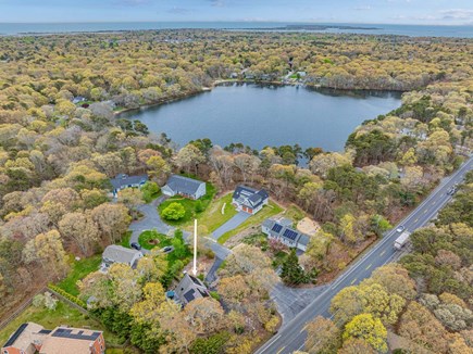 West Yarmouth Cape Cod vacation rental - Aerial view of property to Big Sandy Pond