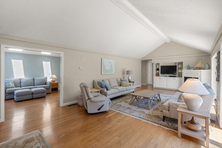 New Seabury, The Mews Cape Cod vacation rental - Large living area & den with pocket doors with queen sofa bed
