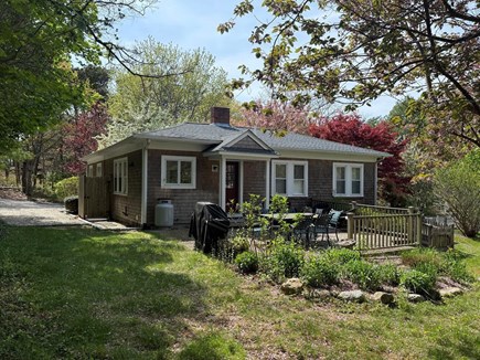 Orleans, Close to Bakers Pond & Skaket Cape Cod vacation rental - Back Yard Patio with Gas BBQ and Dining Set