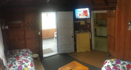 Outer Cape / Wellfleet Cape Cod vacation rental - Main living space looking out to the porch.