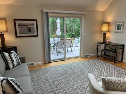 West Barnstable Cape Cod vacation rental - Family room leads to deck.