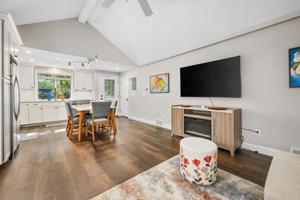 Mashpee Cape Cod vacation rental - A dining table designed for shared meals, conversation, and gathering with family or friends.