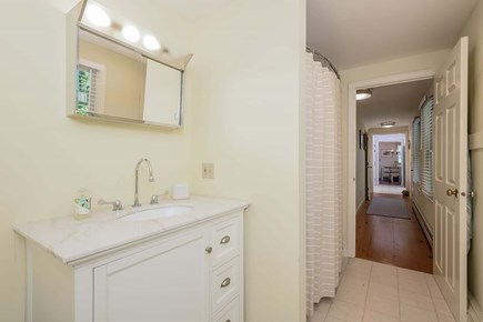 Chatham Cape Cod vacation rental - Bathroom # 2 full bath with Shower / tub combo, vanity and medicine cabinet- 80 Lienau Dr Chatham Ma - Cape Cod- New England Vacation Rentals