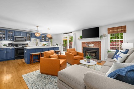East Sandwich Cape Cod vacation rental - Family room looking into kitchen
