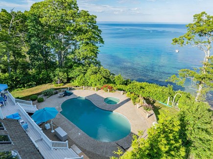 Plymouth MA vacation rental - View of the heated pool and hot tub overlooking the Atlantic