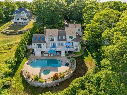 Plymouth MA vacation rental - Aerial view of the backyard