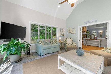 Yarmouth Port Cape Cod vacation rental - Living room with TV and additional seating