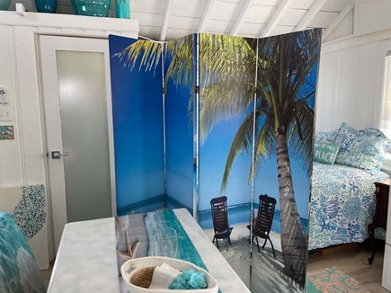 Dennisport, Chase Ocean Grove Cape Cod vacation rental - Private sleeping alcove with full size bed and room divider.