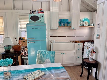 Dennisport, Chase Ocean Grove Cape Cod vacation rental - Bebop Blue vintage refrigerator.