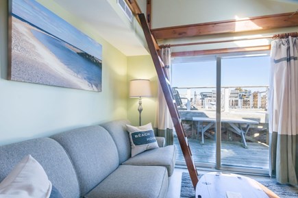 East Sandwich Cape Cod vacation rental - Plenty of natural light in living room with stairs to loft