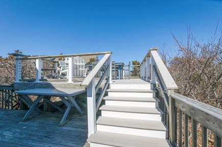 East Sandwich Cape Cod vacation rental - Steps to raised deck with beautiful views of Cape Cod Bay