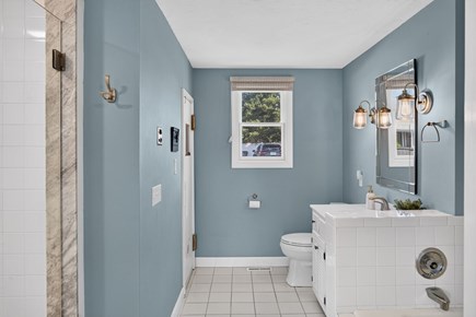 Harwichport Cape Cod vacation rental - Ensuite bathroom with soaking tub and sauna<br/>