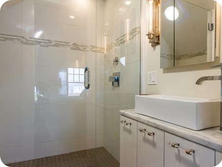Provincetown Cape Cod vacation rental - Upstairs en-suite bath with modern walk-in rain shower<br/>