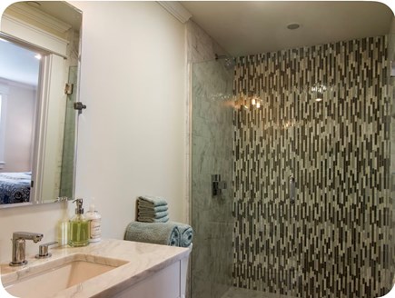 Provincetown Cape Cod vacation rental - Modern downstairs full bath with stylish walk-in shower<br/>