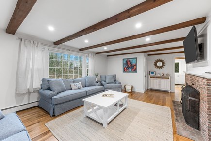 Brewster Cape Cod vacation rental - Main living room with fireplace