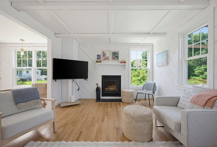 Pocasset Cape Cod vacation rental - Living room with wood burning fireplace