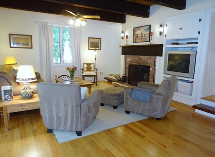 Barnstable Village  Cape Cod vacation rental - Living area with fireplace and TV