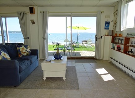 Kingston Bay/Near Plymouth MA vacation rental - Lower level living room with ocean views, slider to patio
