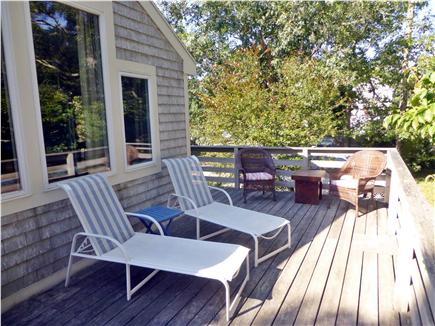 North Eastham - Bayside Cape Cod vacation rental - Sunny back deck is great for your morning coffee and Happy Hour!