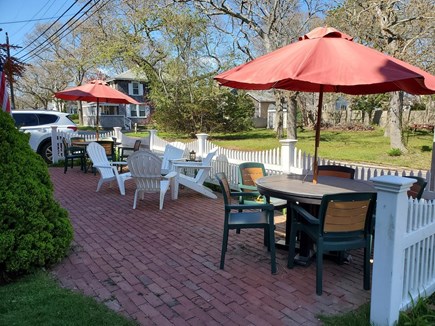Falmouth Cape Cod vacation rental - Front patio for outdoor meals and socializing.