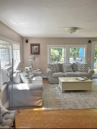 South Dennis Cape Cod vacation rental - Living room with slider to deck
