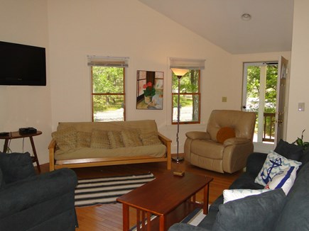 West Yarmouth Cape Cod vacation rental - Bright, vaulted living room with flat screen TV, hardwood floors