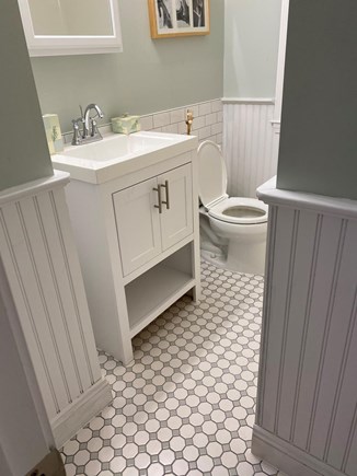 West Yarmouth Cape Cod vacation rental - Renovated  bath with new tile floor, vanity, and medicine chest