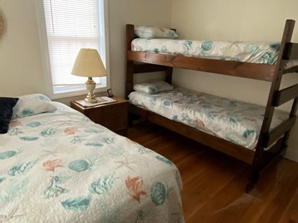 Dennis Cape Cod vacation rental - Front bedroom, sleeps 3-4  twin bunks and a double.