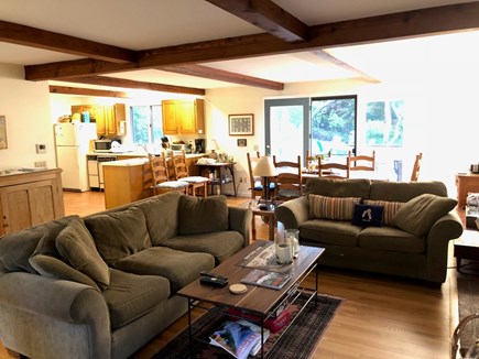 East Orleans Cape Cod vacation rental - Looking across living room to kitchen and deck