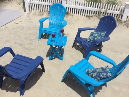 Sagamore Beach, Sandwich  Cape Cod vacation rental - Sand area seating off deck
