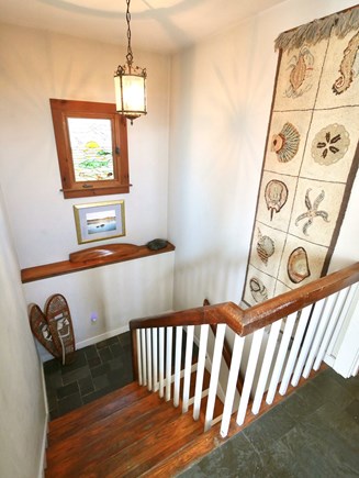 Ryder Beach Bayside, Truro Cape Cod vacation rental - Stairs to the downstairs 3 bedrooms, 2nd living room, and laundry