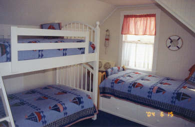 West Dennis Cape Cod vacation rental - Fifth Guest Room with 3 twins with deck
