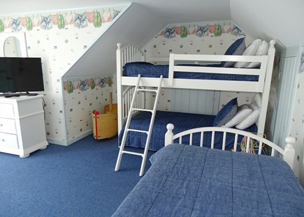 West Dennis Cape Cod vacation rental - Upstairs fun bunk room - sleeps 3 - door to upper deck 