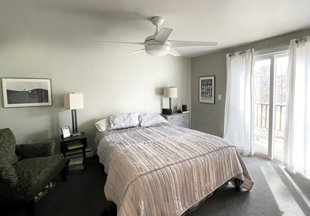 Wellfleet Cape Cod vacation rental - Master bedroom with sliding doors to back deck