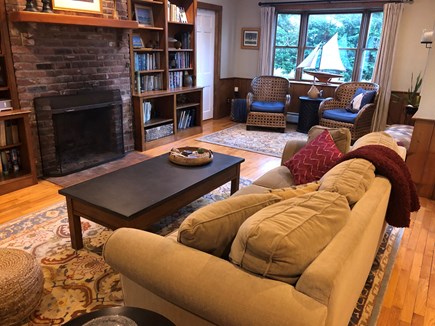 West Chatham Cape Cod vacation rental - Living Room with Fireplace