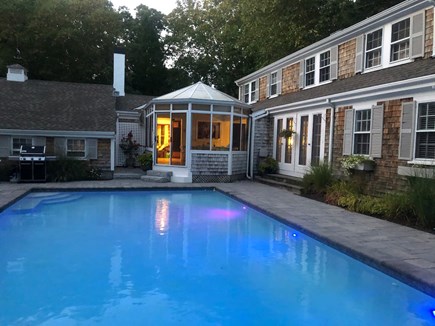 East Falmouth in the historic  Cape Cod vacation rental - From pool looking into sunroom