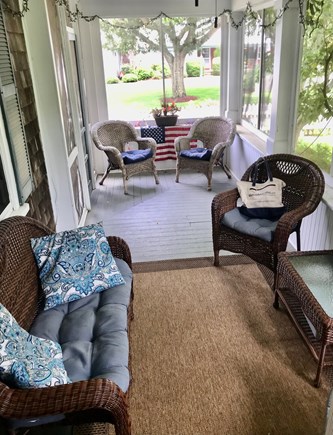 Harwich Port Cape Cod vacation rental - Screened-in porch with lighted ceiling fan