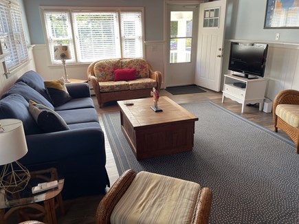 Wellfleet Cape Cod vacation rental - Main living room with restored Wooden  Vaulted Ceilings