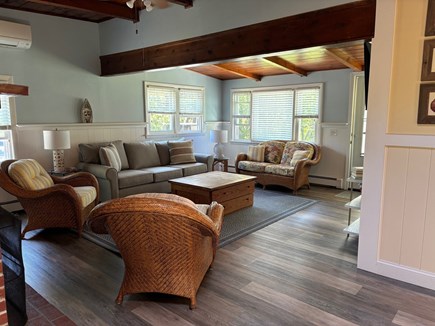 Wellfleet Cape Cod vacation rental - Main living room with restored Wooden  Vaulted Ceilings