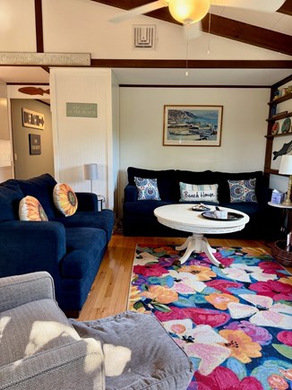 Wellfleet Cape Cod vacation rental - Living room with Smart TV, books, 2 & 3 person couches, chair