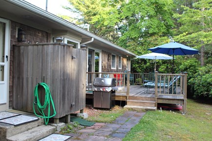Orleans, Mayflower Point Cape Cod vacation rental - Private deck (gas grill adjacent) & H/C outdoor shower